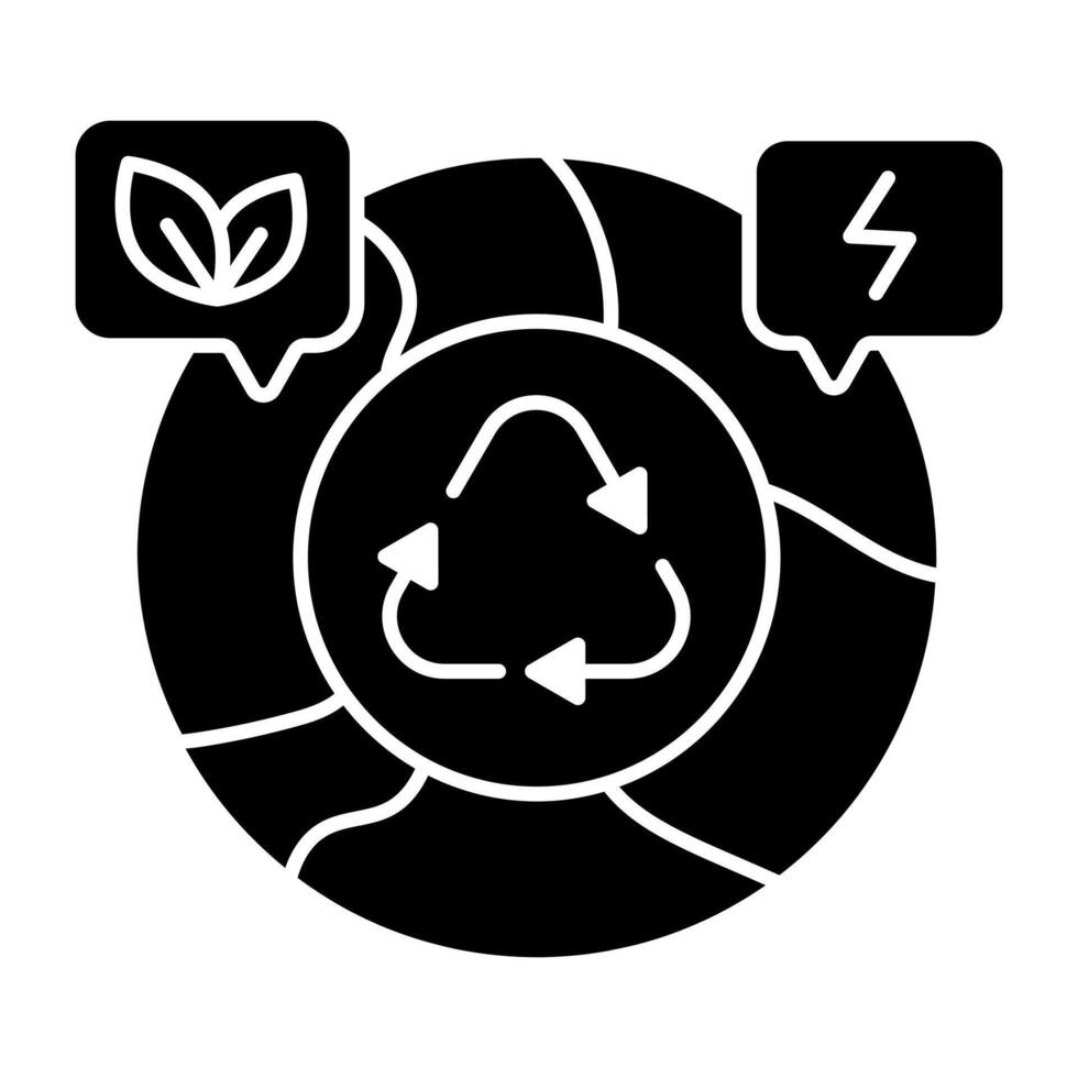 A solid design icon of global recycling vector