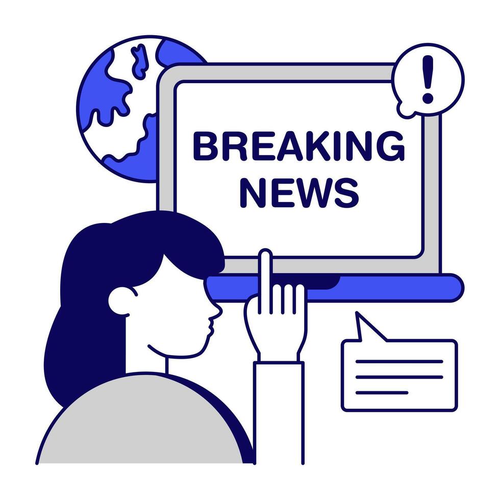 A colored design icon of breaking news vector
