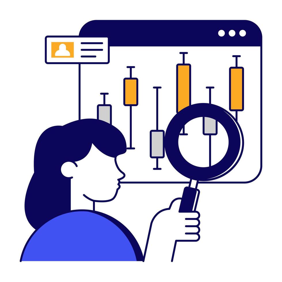 Premium flat icon of data analysis vector