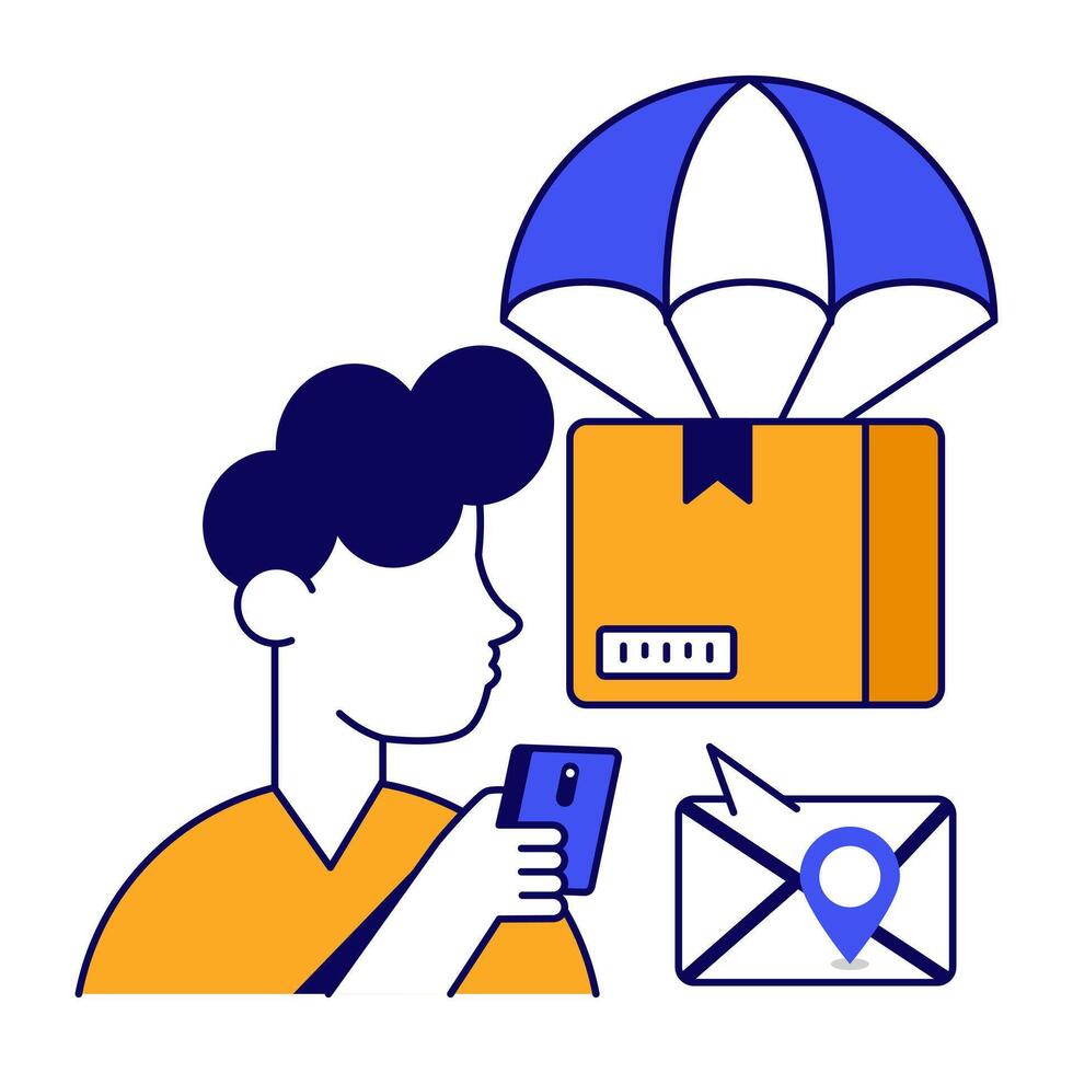 An icon of parachute delivery vector