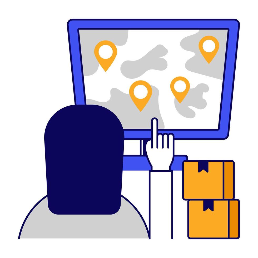Perfect flat design icon of parcel location vector