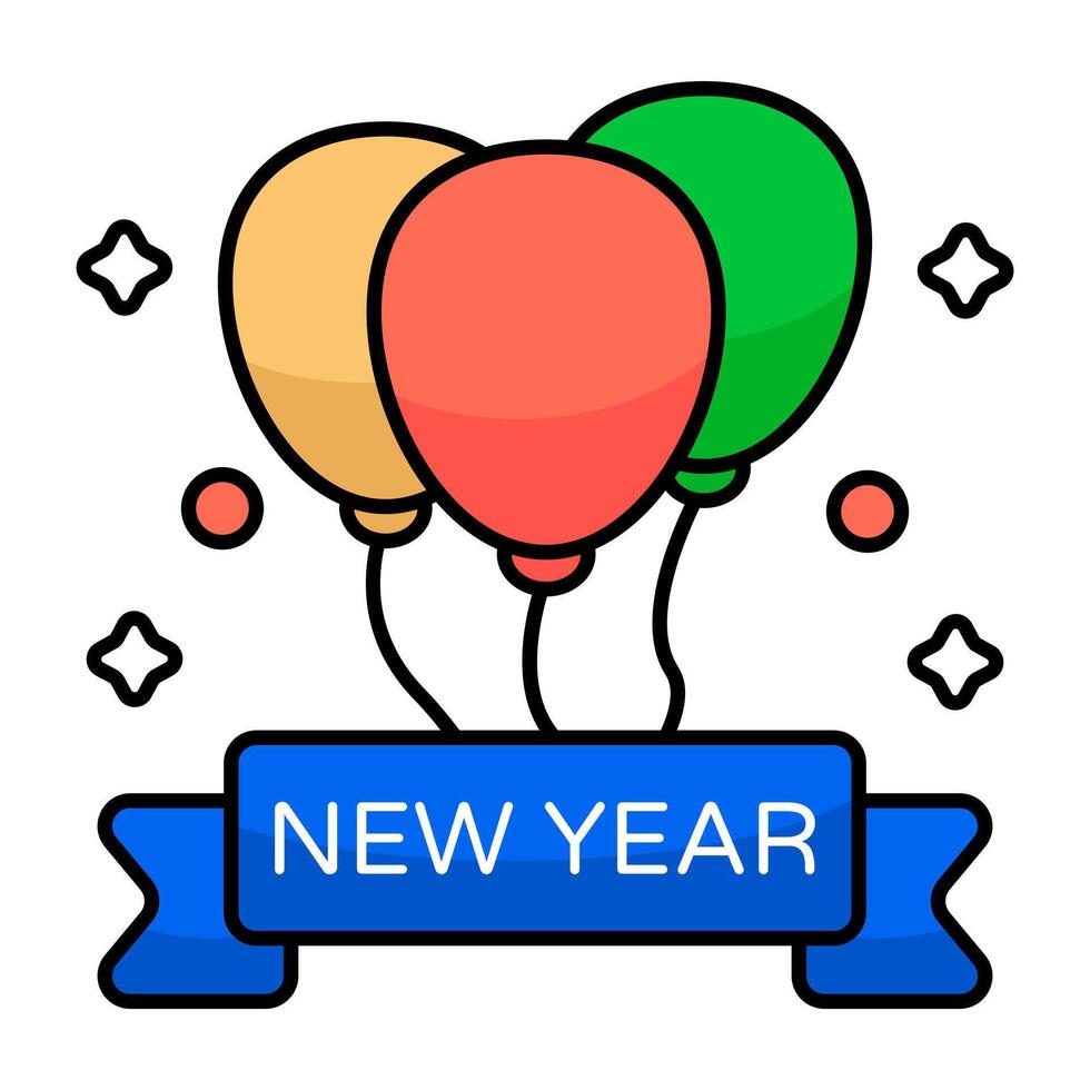 flat design icon of new Year balloons vector