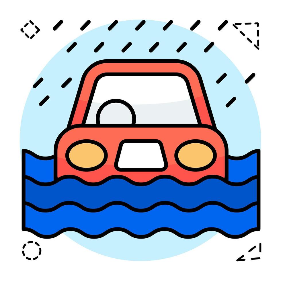 Heavy rainfall icon in flat design isolated on white background vector
