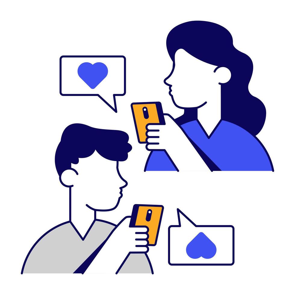 A colored design icon of mobile romantic chat vector