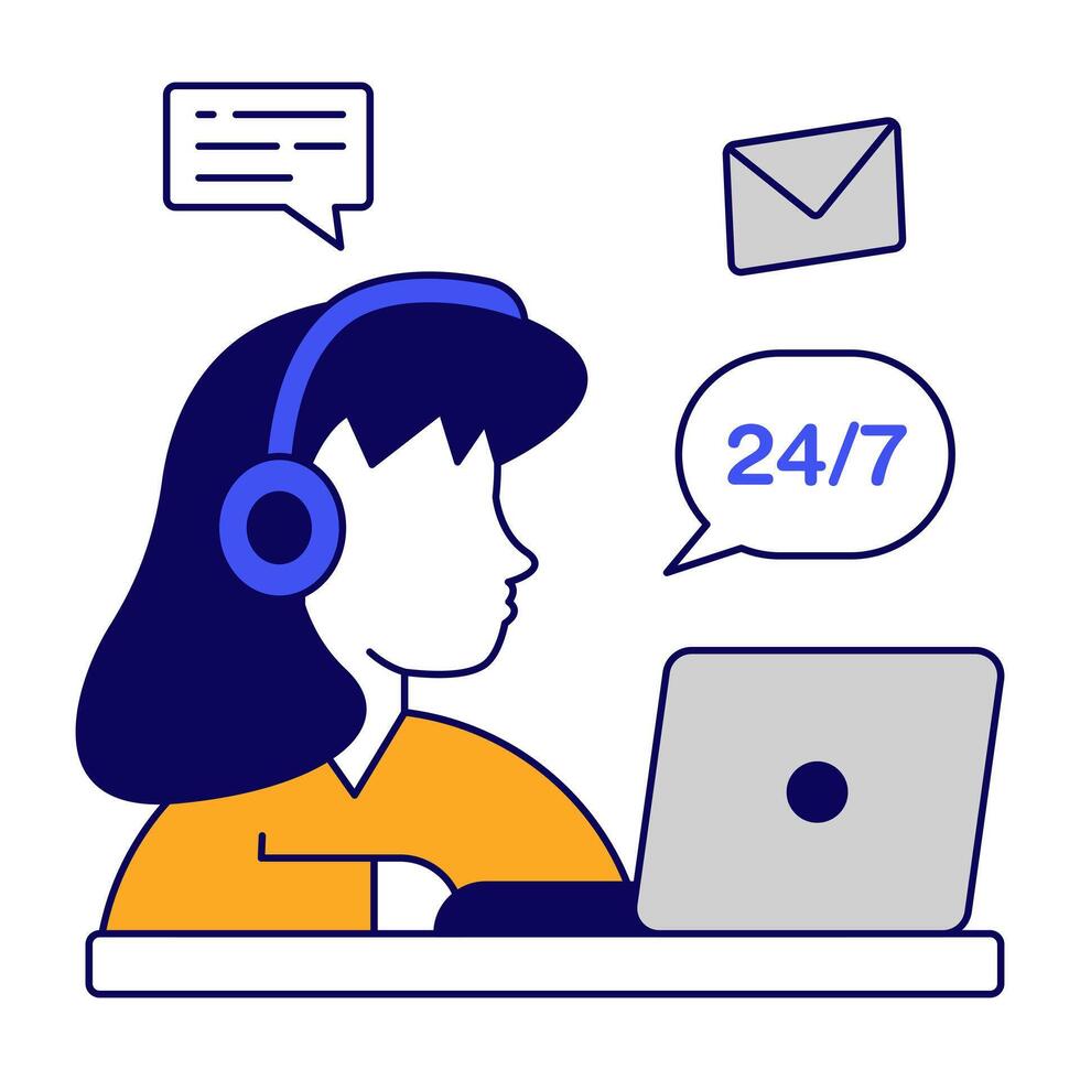 A colored design icon of 24 7 hr helpline vector
