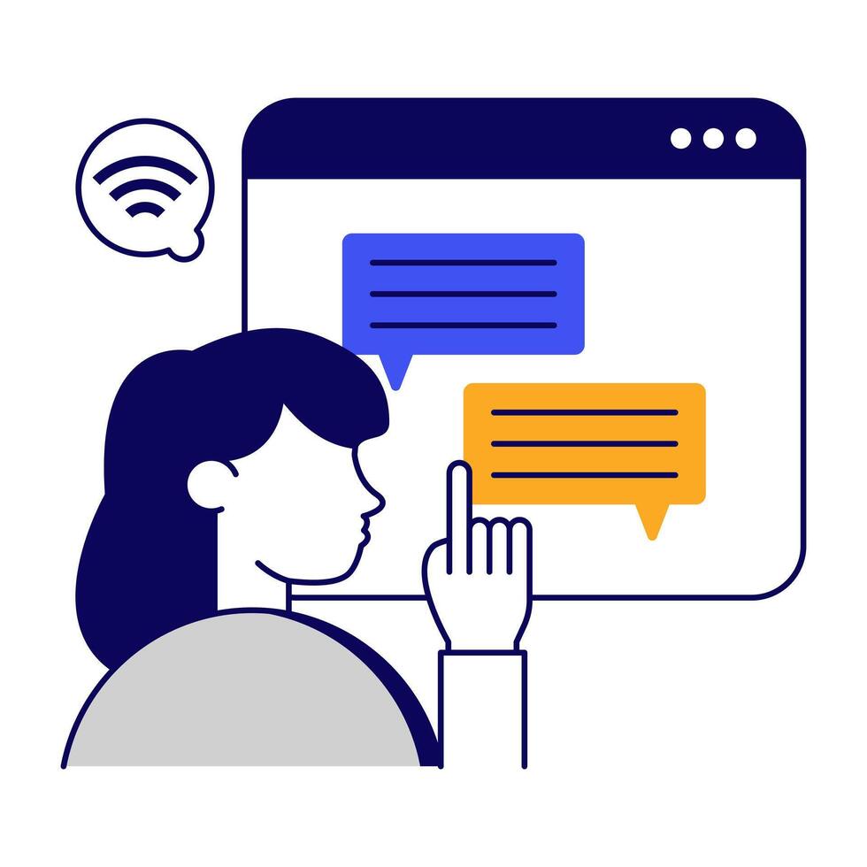 flat design icon of online chatting vector