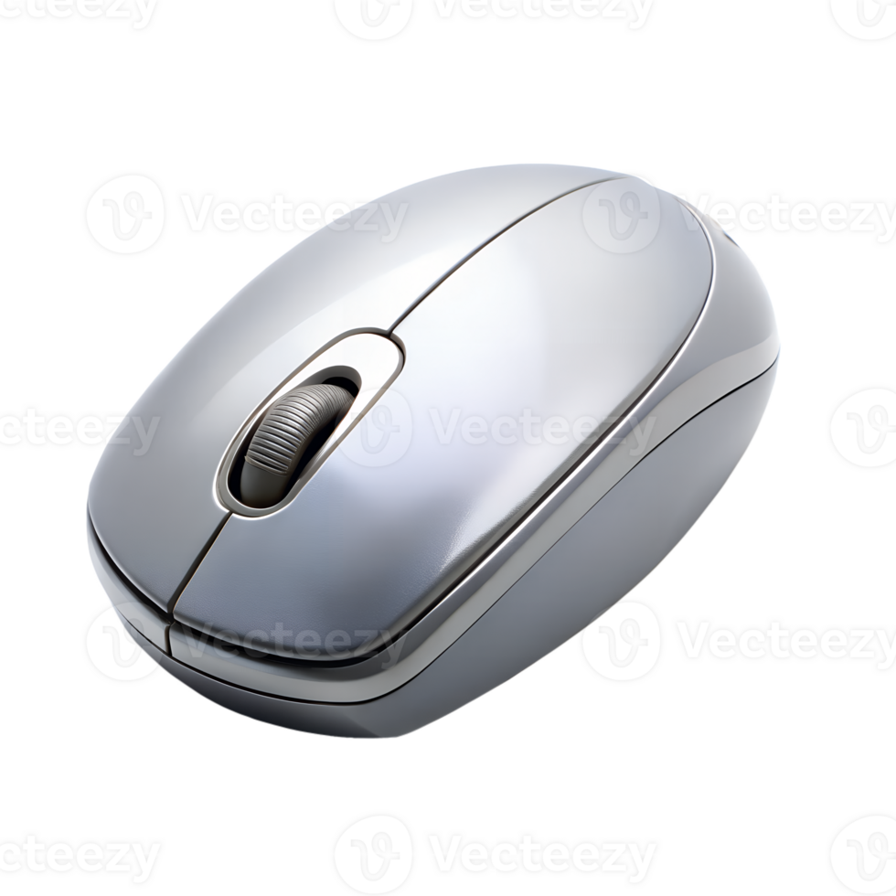Sleek Silver Wireless Computer Mouse High Resolution isolated on transparent background Image Perfect for Technology Websites Blogs and Presentations png