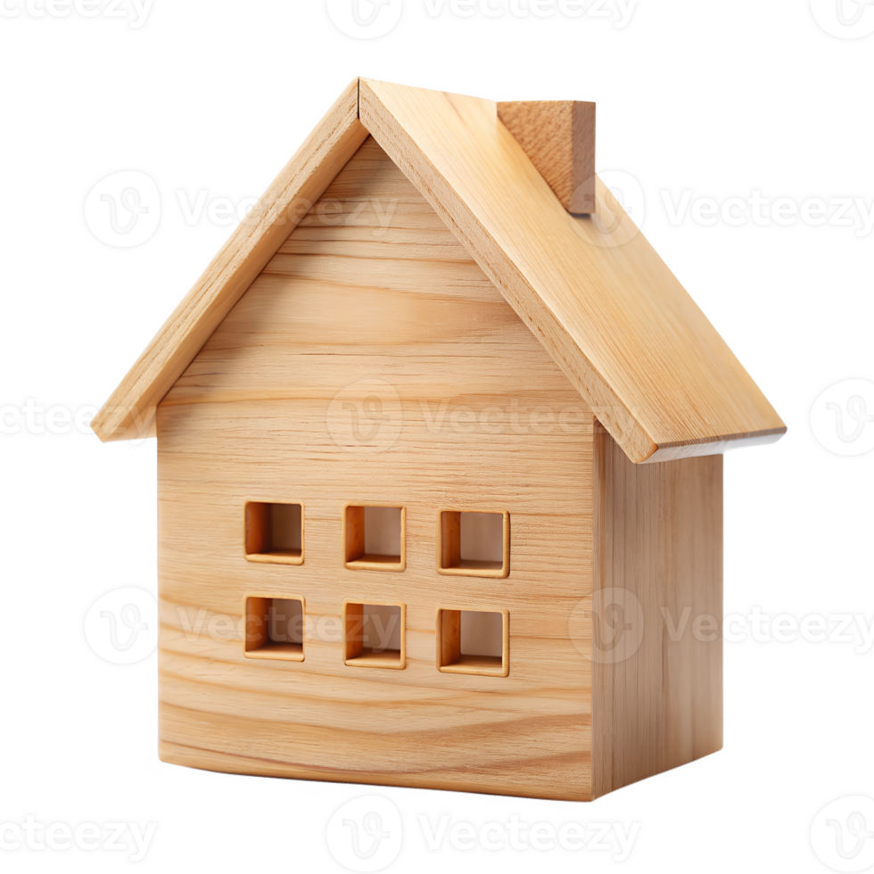 Charming Miniature Wooden House Model isolated on transparent background with Detailed Roof and Windows png