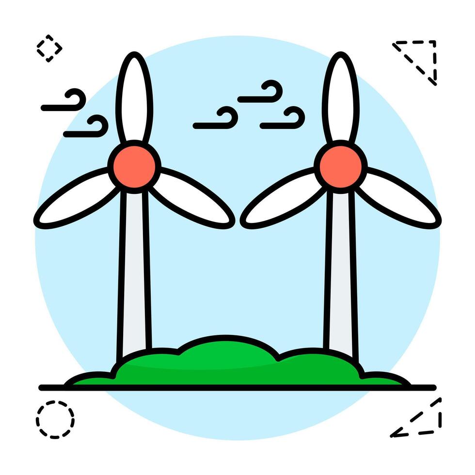 Wind turbines icon, editable vector