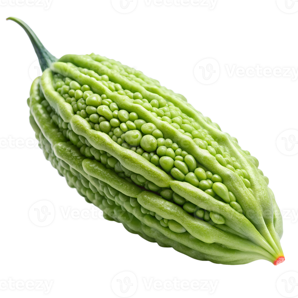 A Detailed Closeup of a Single Fresh Green Bitter Melon Gourd png