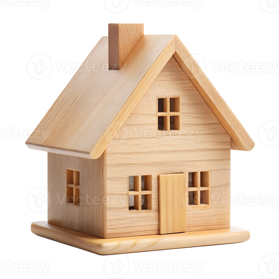 Charming Wooden Model House with isolated on transparent background Detailed Features and Simple Design png