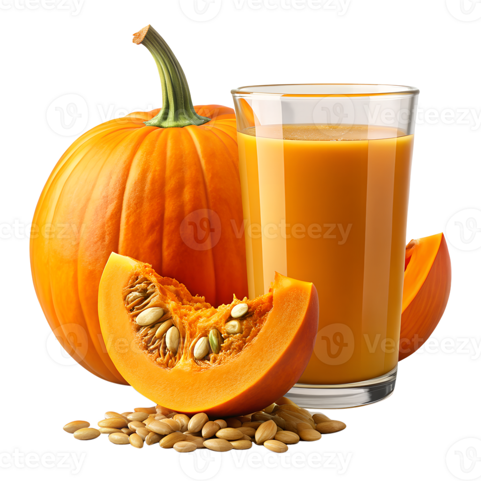 Delicious Pumpkin Juice with Fresh Pumpkin Slices and Seeds png