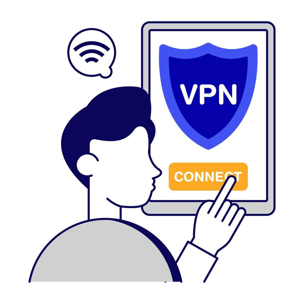 Flat design of connect VPN vector