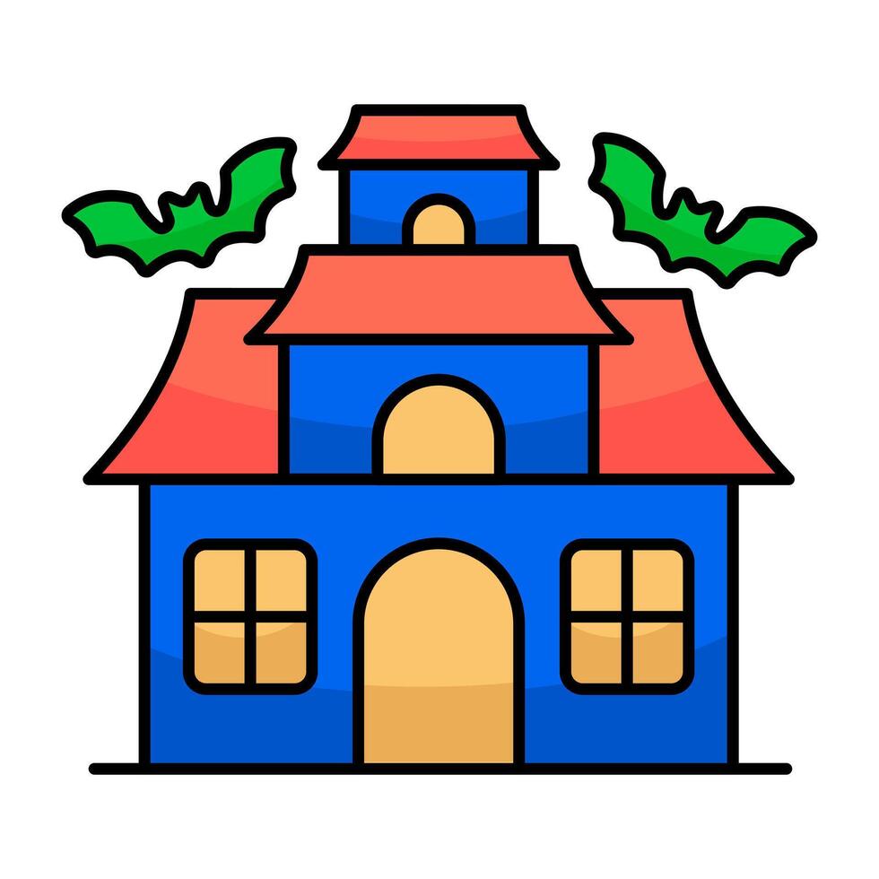 A flat design icon haunted house vector