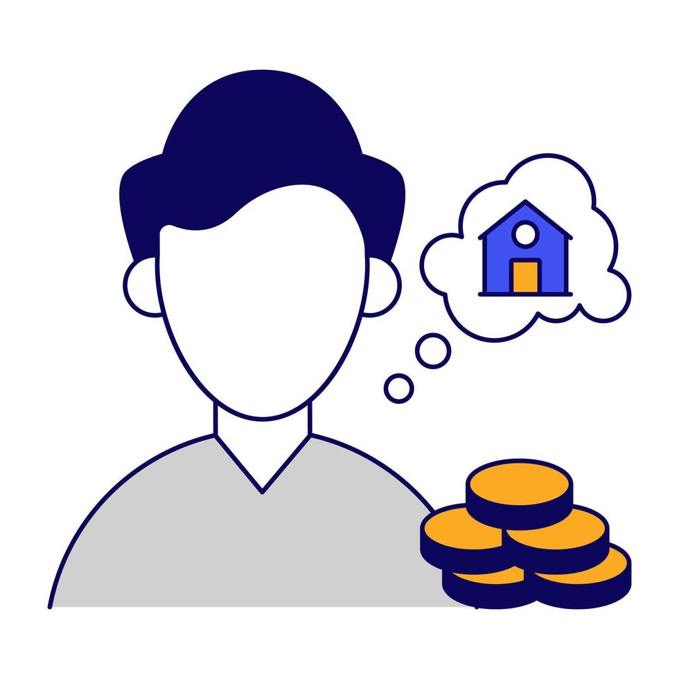 Trendy flat design icon of dream home vector