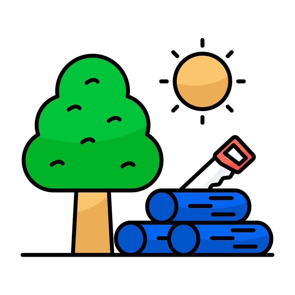 Unique graphic design icon of wood cutting vector