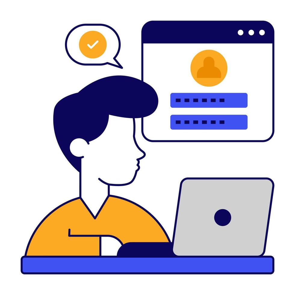 A flat design icon of web profile login vector