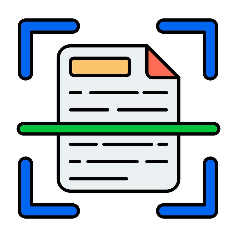 A flat design icon of file scan vector