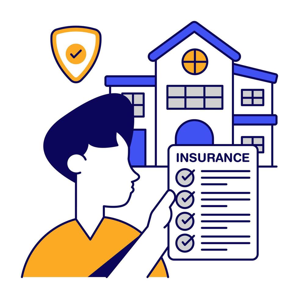 Trendy design icon of home insurance paper vector