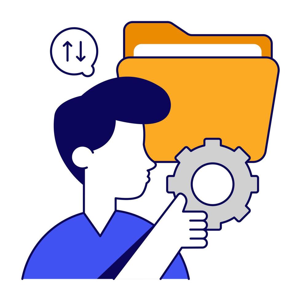 Conceptual flat design icon of folder management vector