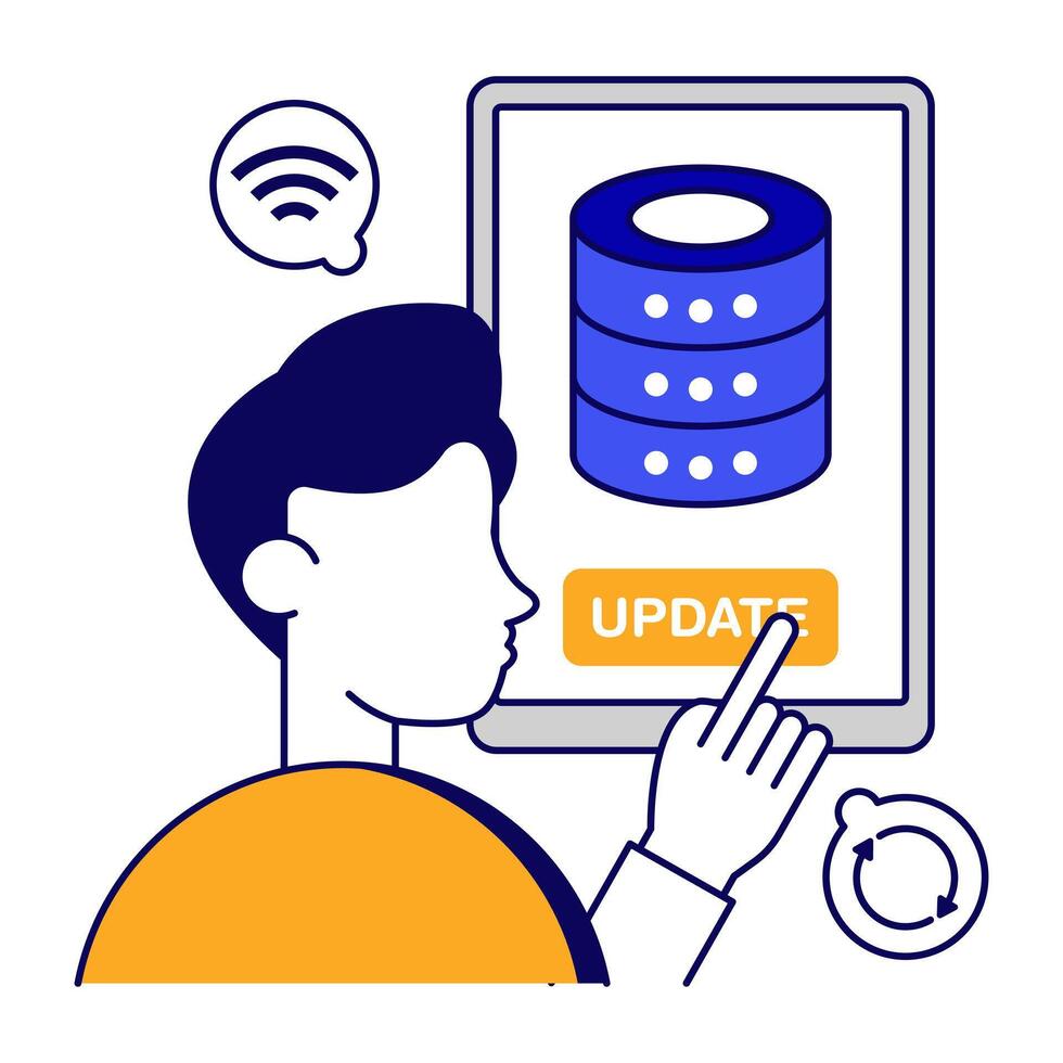 Trendy design of mobile server update vector