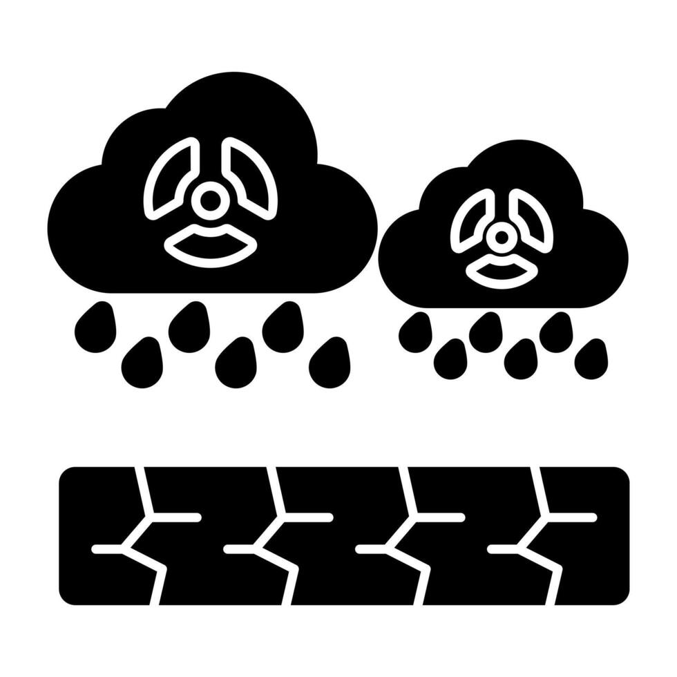Unique solid design icon of acidic rain vector