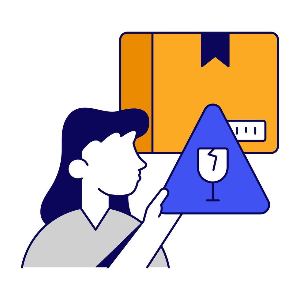 Modifiable flat icon of fragile parcel vector