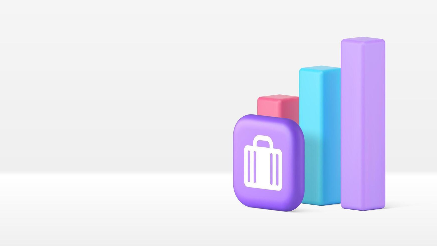 Business financial growth analyzing monitoring statistic report 3d icon realistic vector