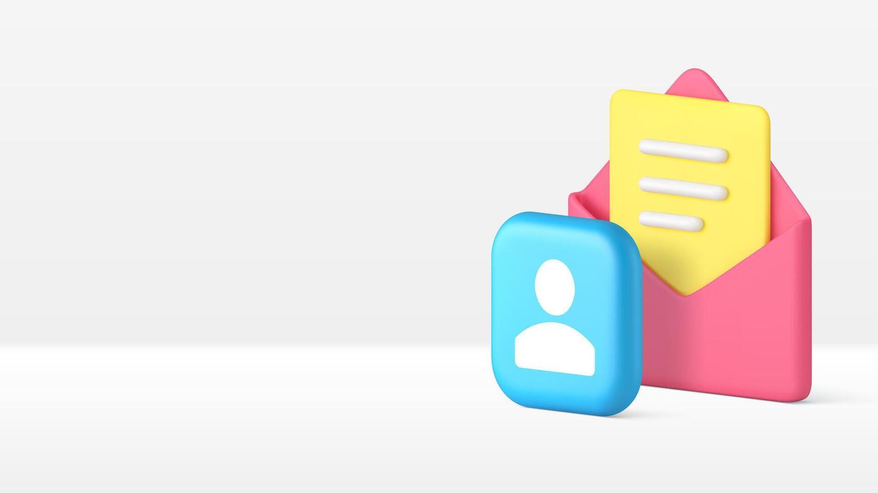 Chat message contact correspondence communication 3d icon realistic vector
