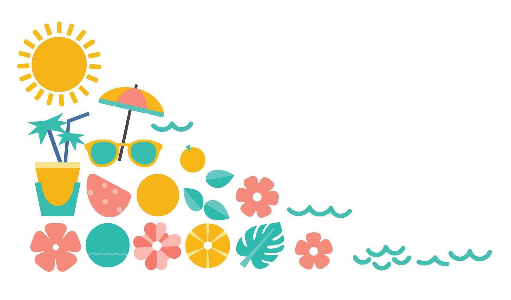 Sunshine Holiday Pack with Fun Coastal Objects and Icons vector