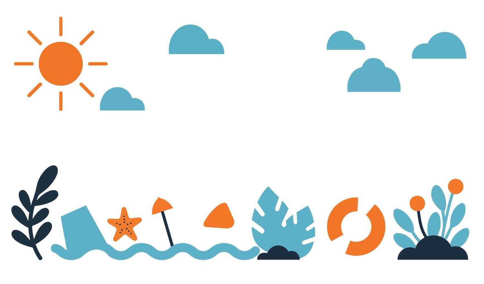 Summer Beach Elements for Relaxing Island Getaway Designs vector