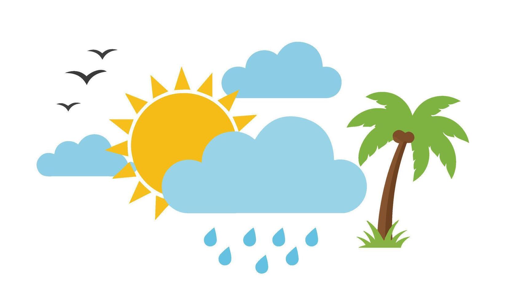 Palm Tree Holiday Set for Exotic Resort and Relaxation vector