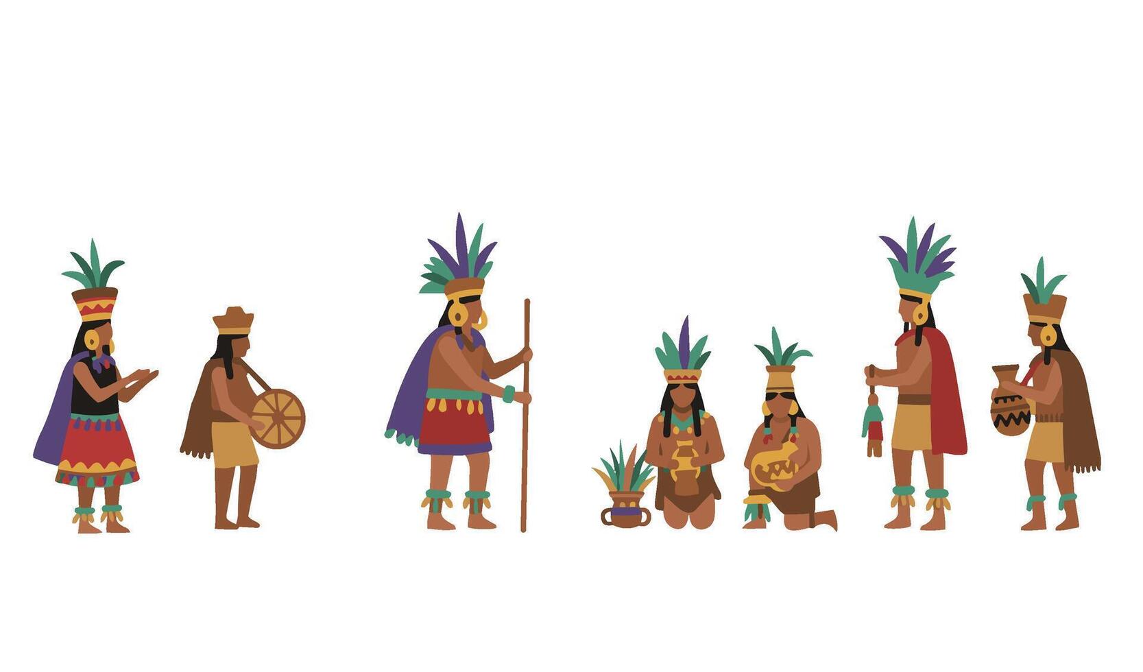 Native Andean People Ceremony Honoring the Sun God with Traditional Offerings vector