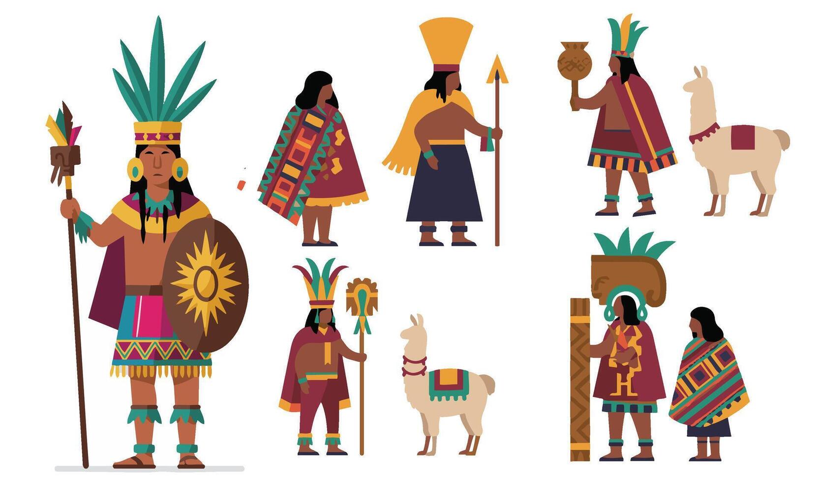 Inca Sun Festival Celebration Illustration Depicting Ancestral Peruvian Rituals vector