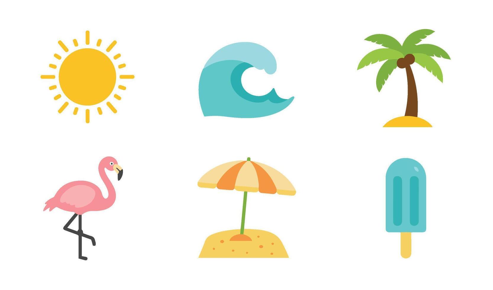 Summer Beach Clipart Set for Hot Weather Vacations and Leisure vector