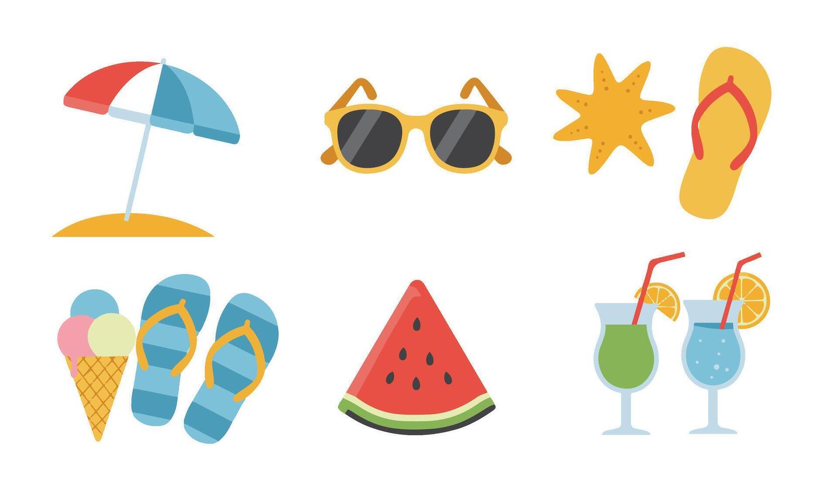 Vacation Beach Elements and Fun Seaside Icons for Holiday Planning vector