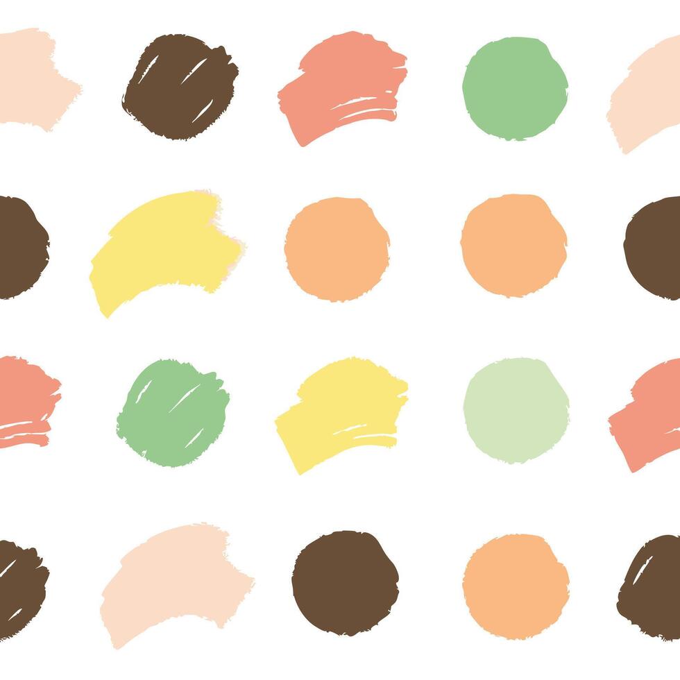 Abstract pastel color shapes pattern background design with circles and brush strokes vector