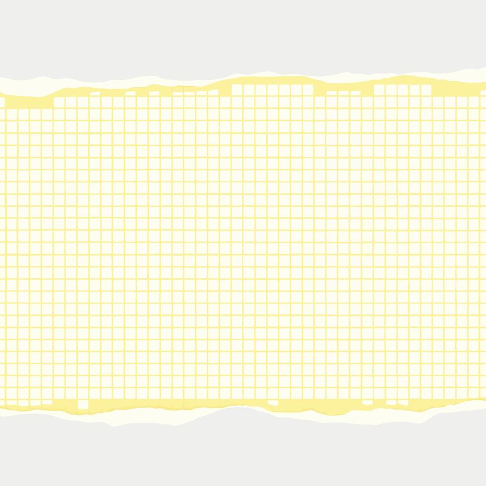 Torn Piece of Pale Yellow Grid Paper with Irregular Edges vector