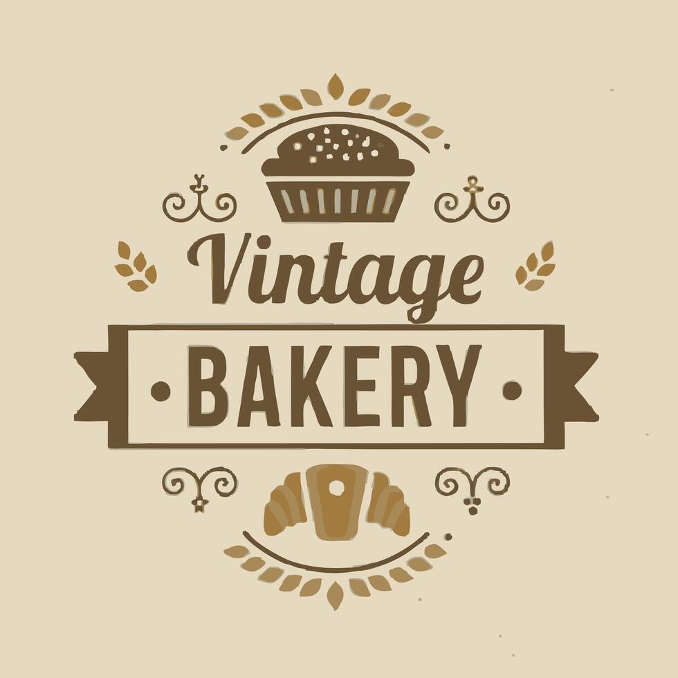 A Charming Vintage Bakery Logo Design Featuring Delicious Baked Goods vector