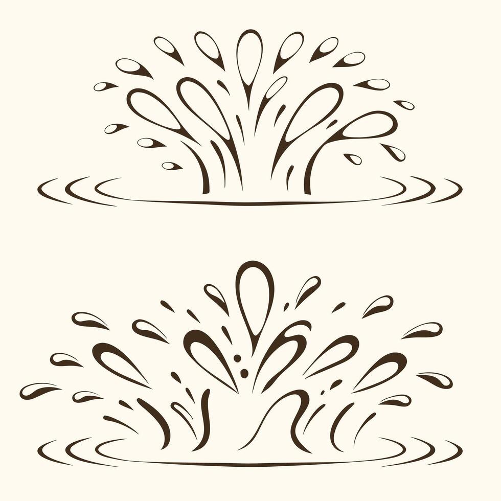 Water Splashing Design Two Variations of Elegant Line Art Water Splashes Graphic Design Elements for Web and Print vector