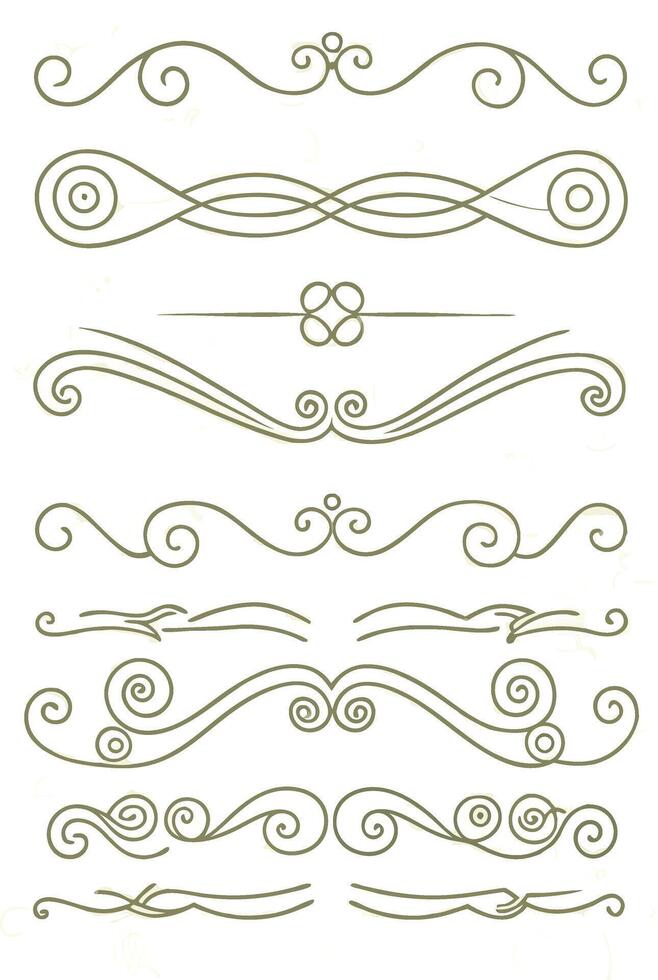 Collection of elegant swirl and scroll decorative design elements for page dividers and text separators vector