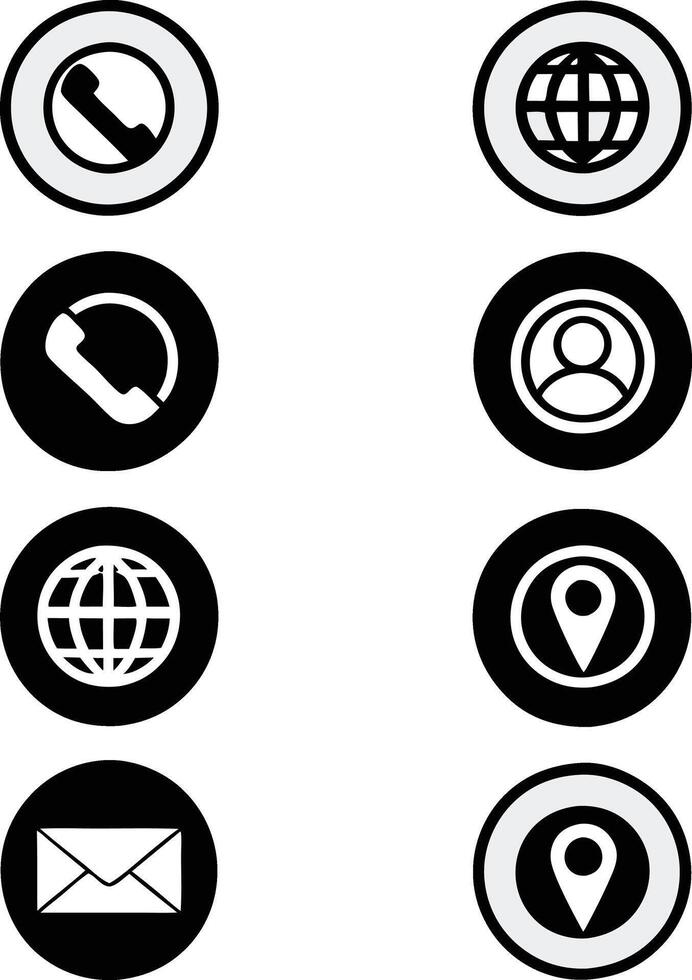 Collection of Contact Us Icons Website Email Phone Globe Location User Profile vector