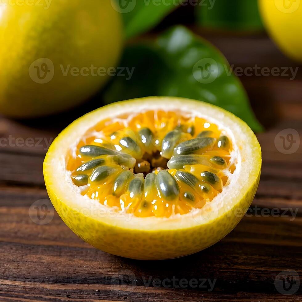 Halved Yellow Passion Fruit photo