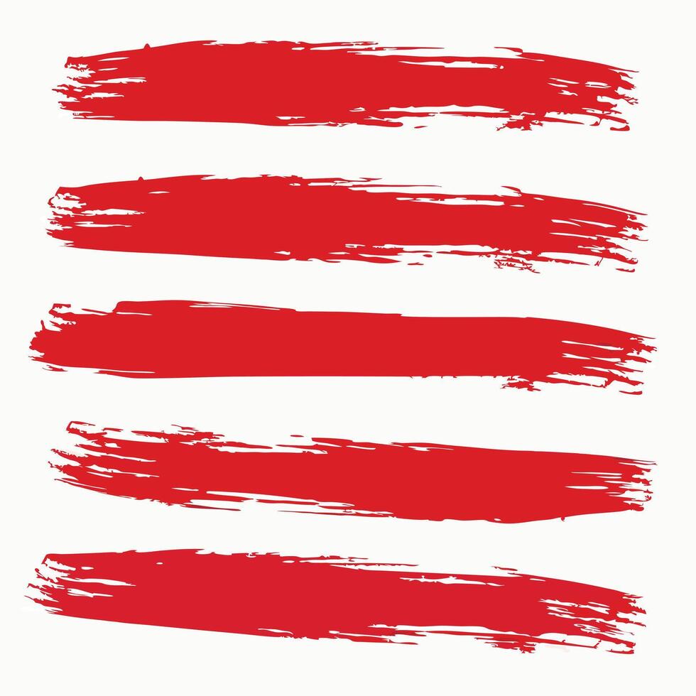 Abstract Red Paint Brush Strokes Graphic Design Elements vector