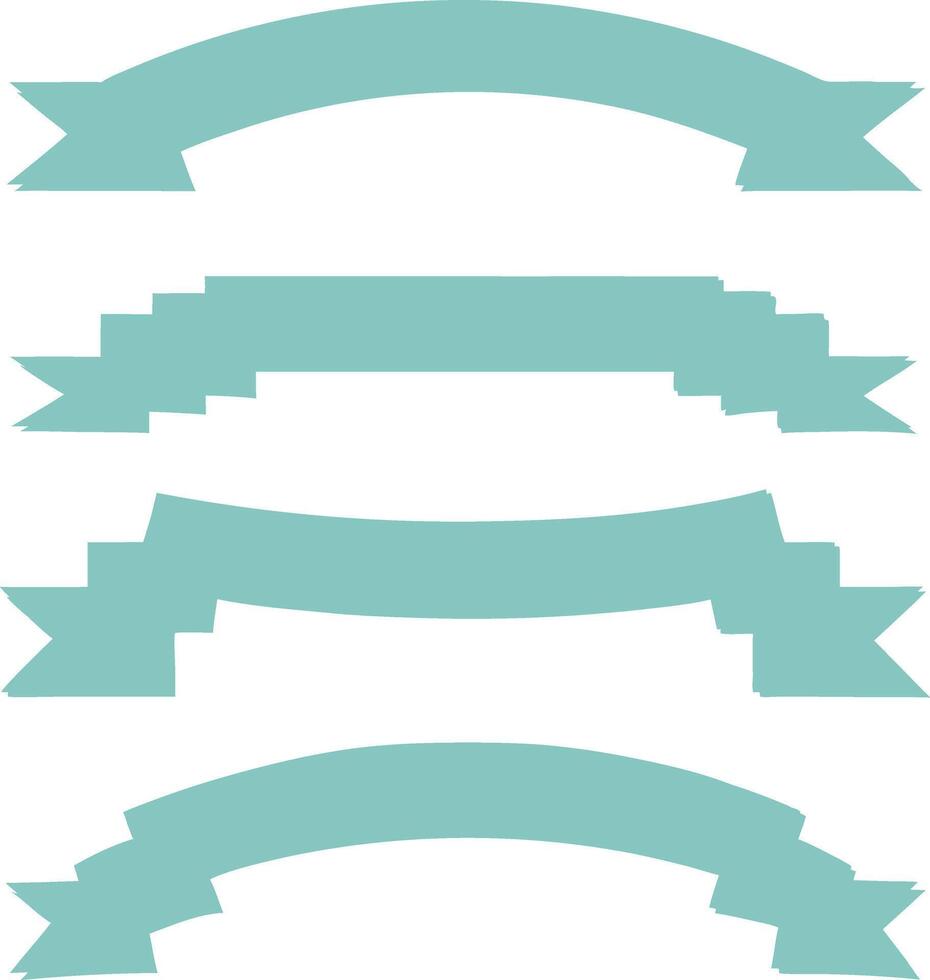 Collection of Four Teal Blank Ribbon Banners for Text or Design Elements vector