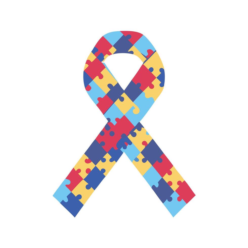 Autism Awareness Puzzle Ribbon Symbol Graphic Design vector