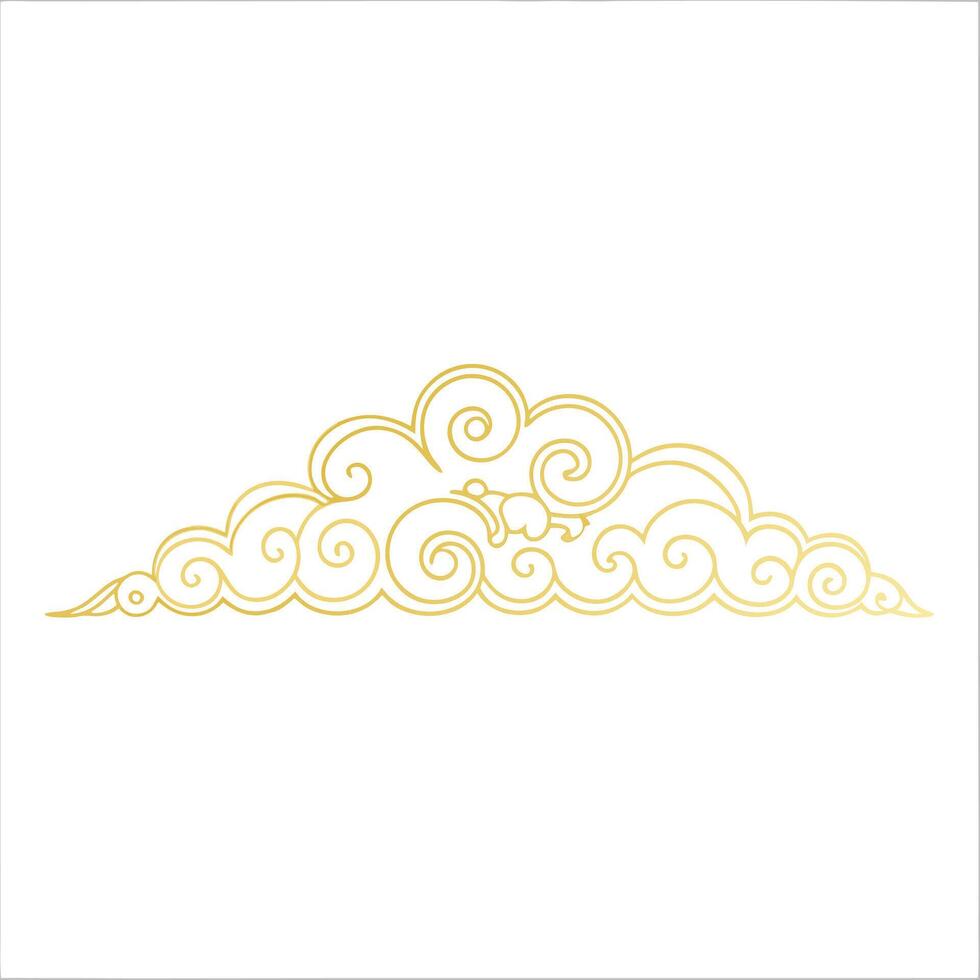 Elegant Golden Cloud Design Asian Inspired Swirling Pattern Decorative Element Graphic Art vector