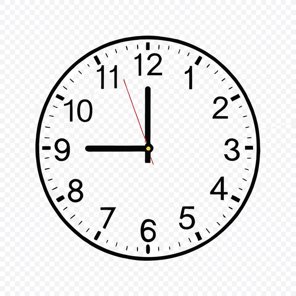 Simple Analog Clock Showing the Time of Five Minutes Past Twelve vector