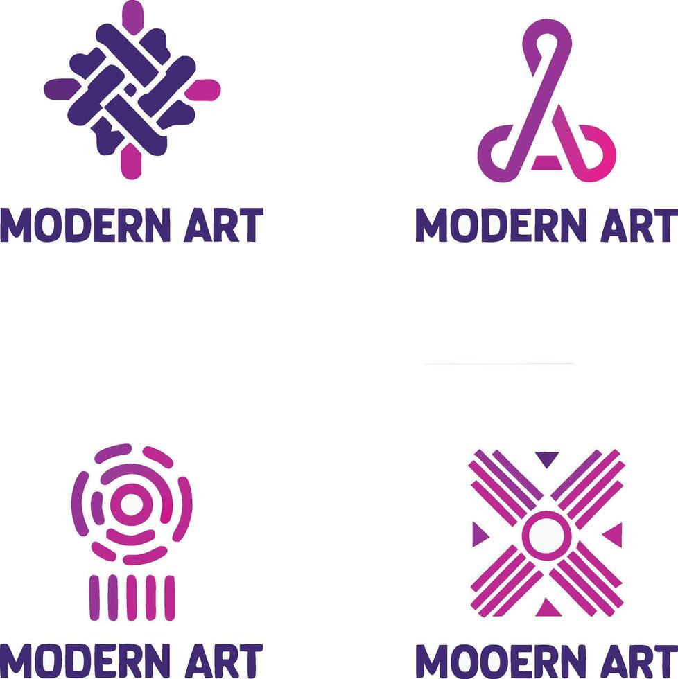 Collection of Modern Art Purple Gradient Logo Designs for Business Branding vector