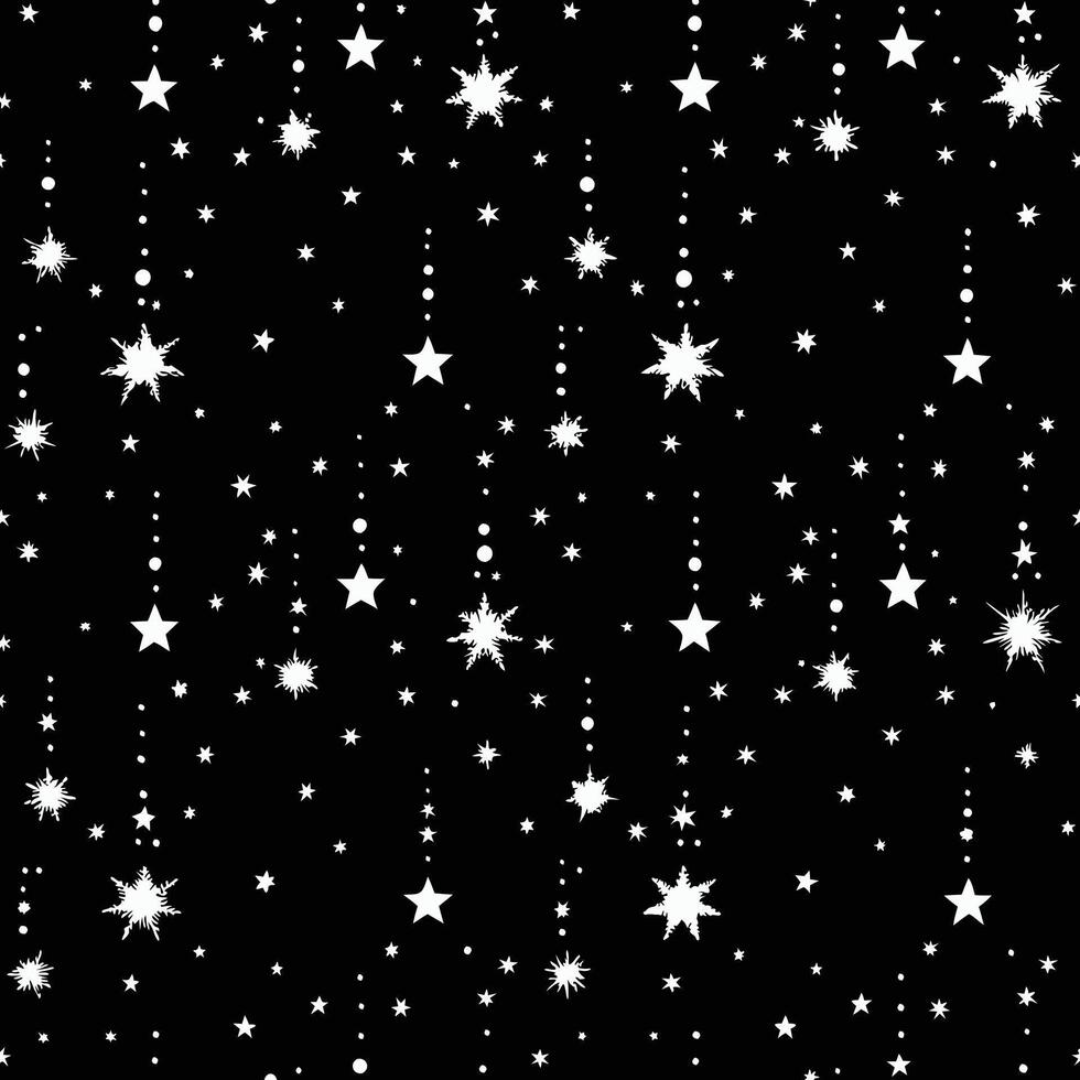 A Night Sky Filled with Sparkling Stars and Glittering Snowflakes vector